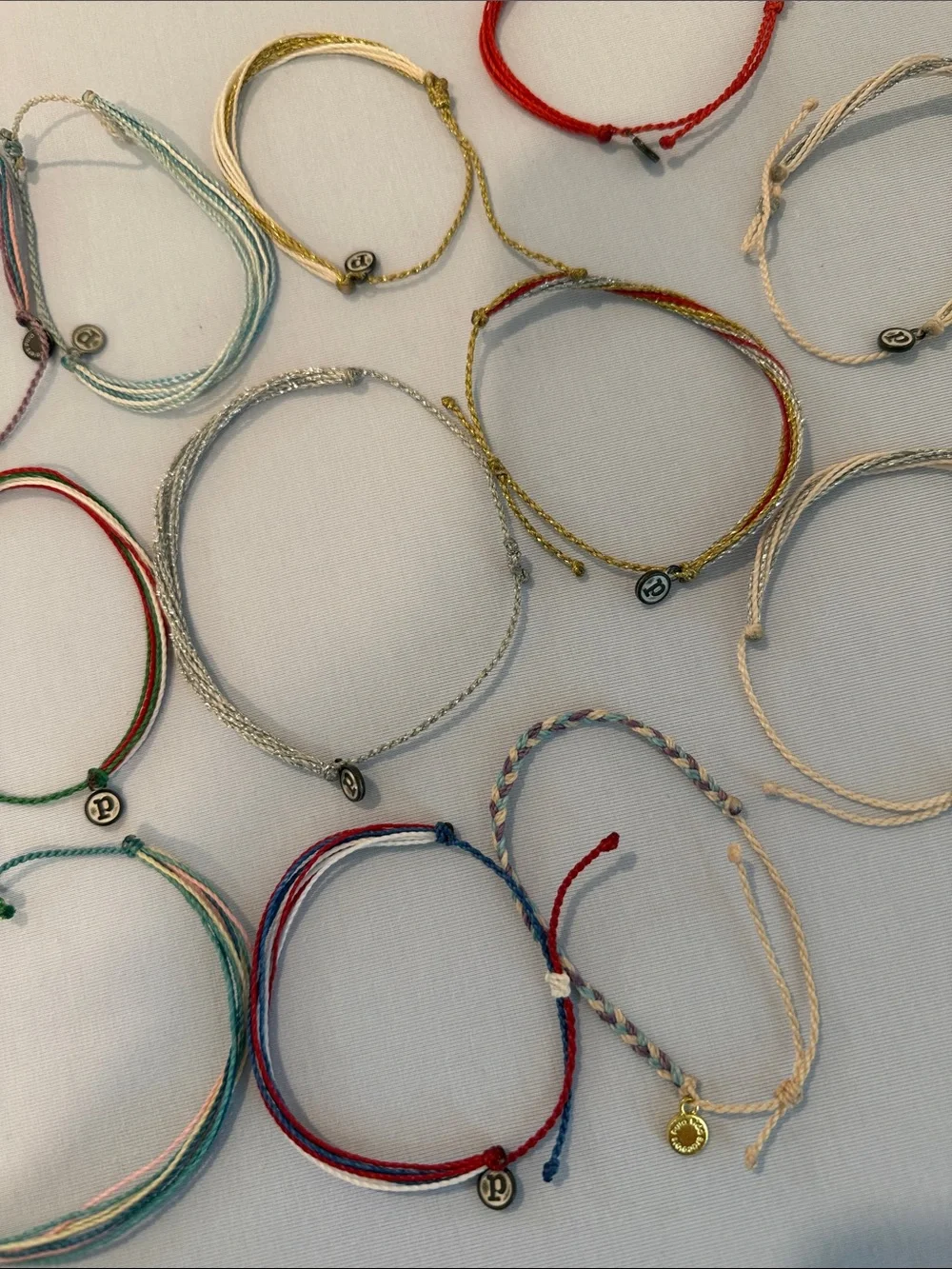 Handmade Multicolor String Bracelets with Charm - Assorted Colors